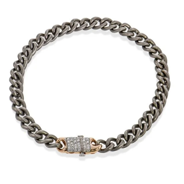 Men's Titanium Bracelet In 14k Gold With Diamonds