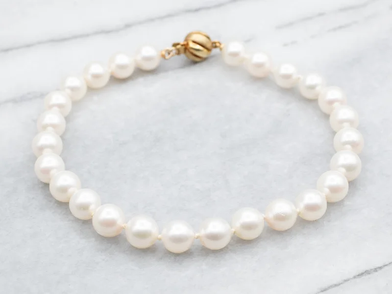 Yellow Gold Pearl Beaded Bracelet