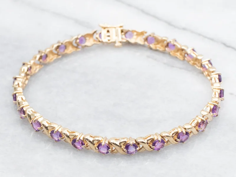 Amethyst X-Link Gemstone Tennis Bracelet