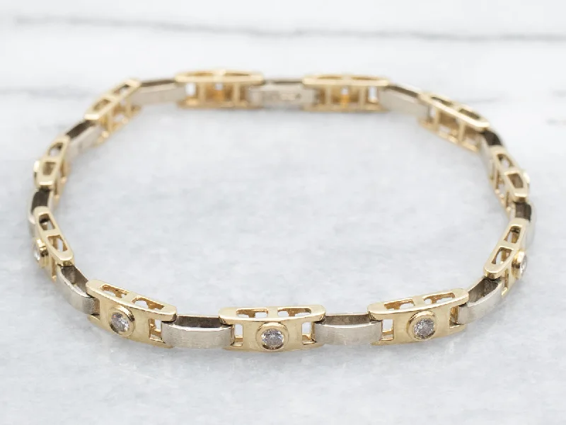 Diamond and Gold Bar Link Bracelet