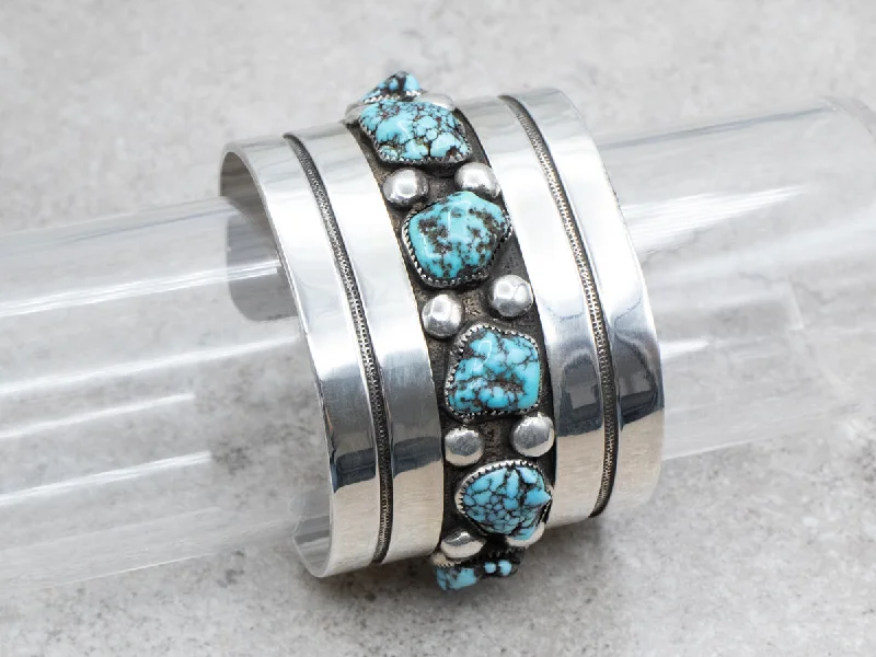 Sterling Silver Turquoise Cuff Bracelet Designed by Frank Patania Sr. of The Thunderbird Shop