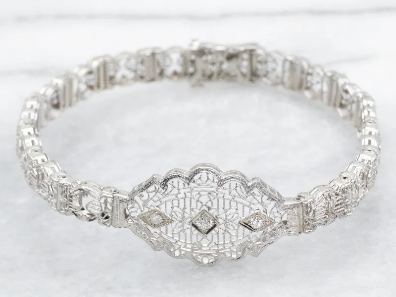 Art Deco Diamond Filigree Bracelet