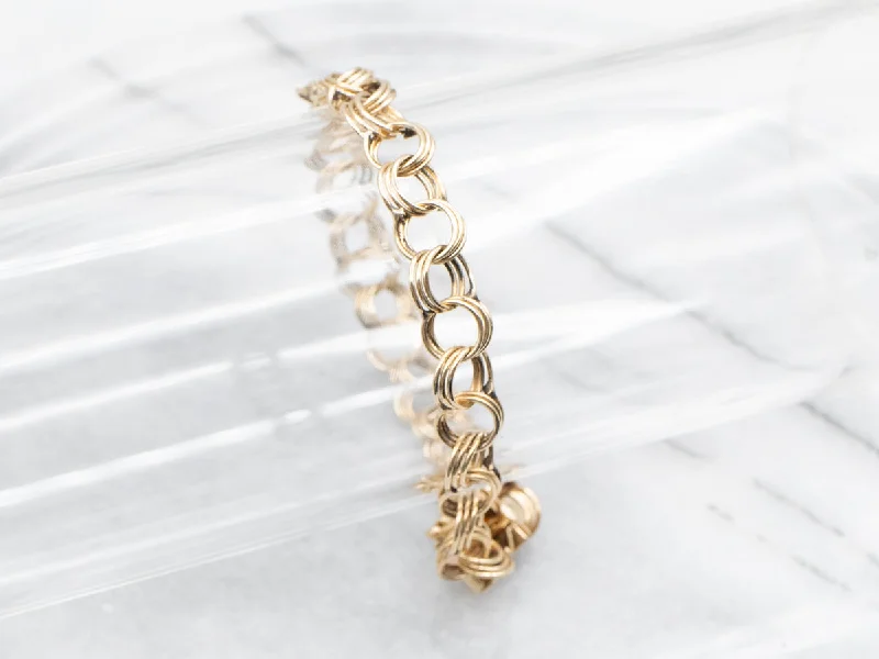 Yellow Gold Double Link Charm Bracelet