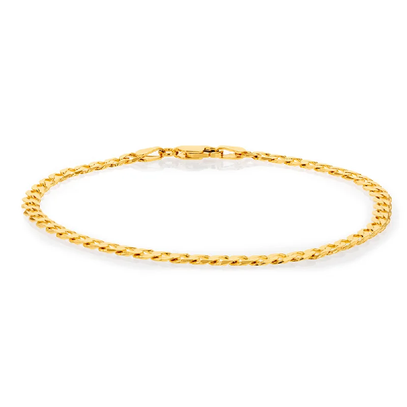 9ct Yellow Solid Gold Curb Bevelled 100 Gauge 19cm Bracelet