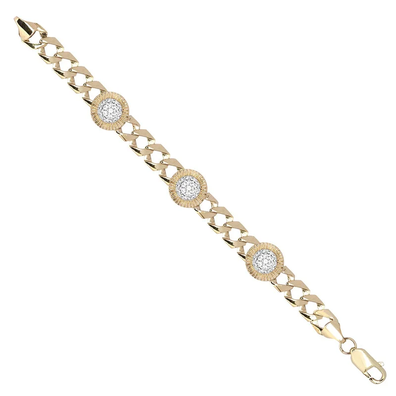 New 9ct Gold 11mm Round Cubic Zirconia Sunray Bracelet