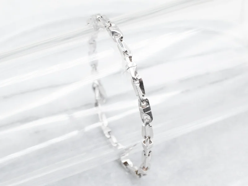 White Gold Link Bracelet with Lobster Clasp