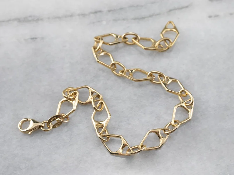 Yellow 18K Gold Marquise Link Bracelet