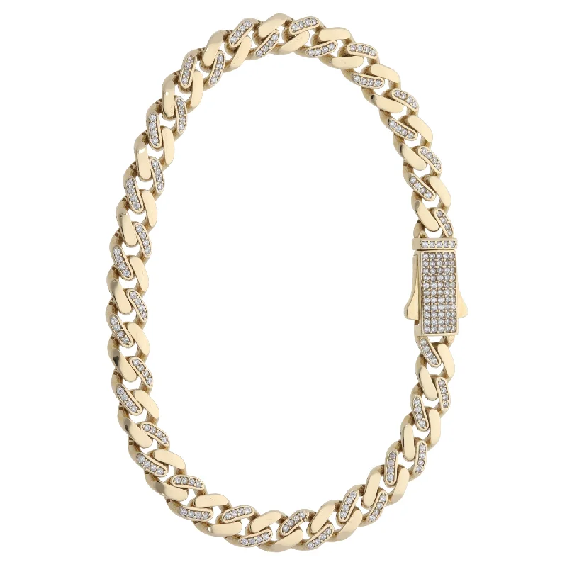 New 9ct Gold Cubic Zirconia Curb Bracelet