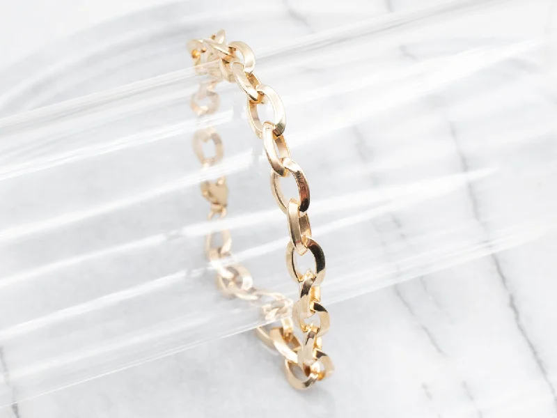 Polished Gold Cable Chain Link Bracelet