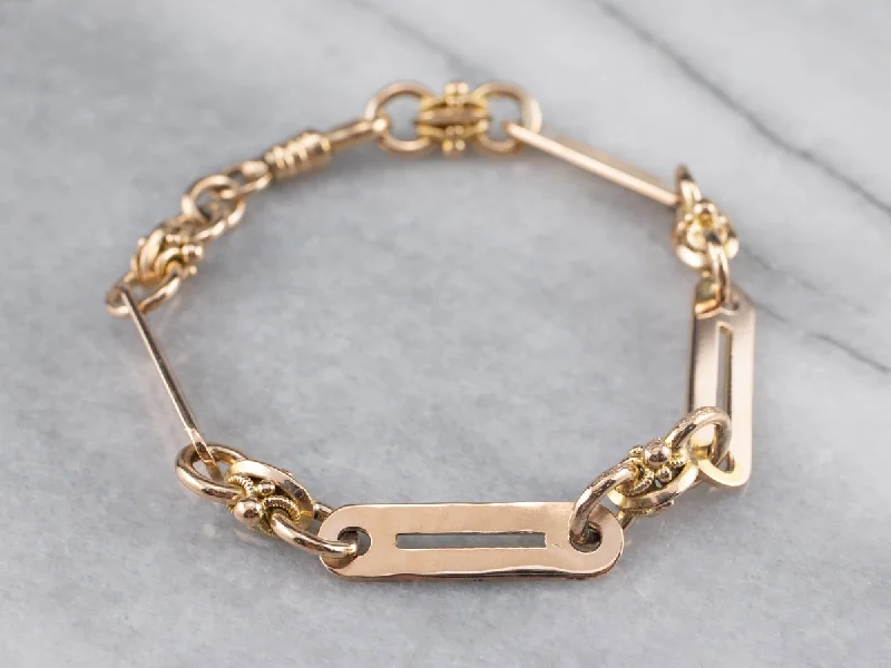 Retro Two Tone Gold Link Bracelet